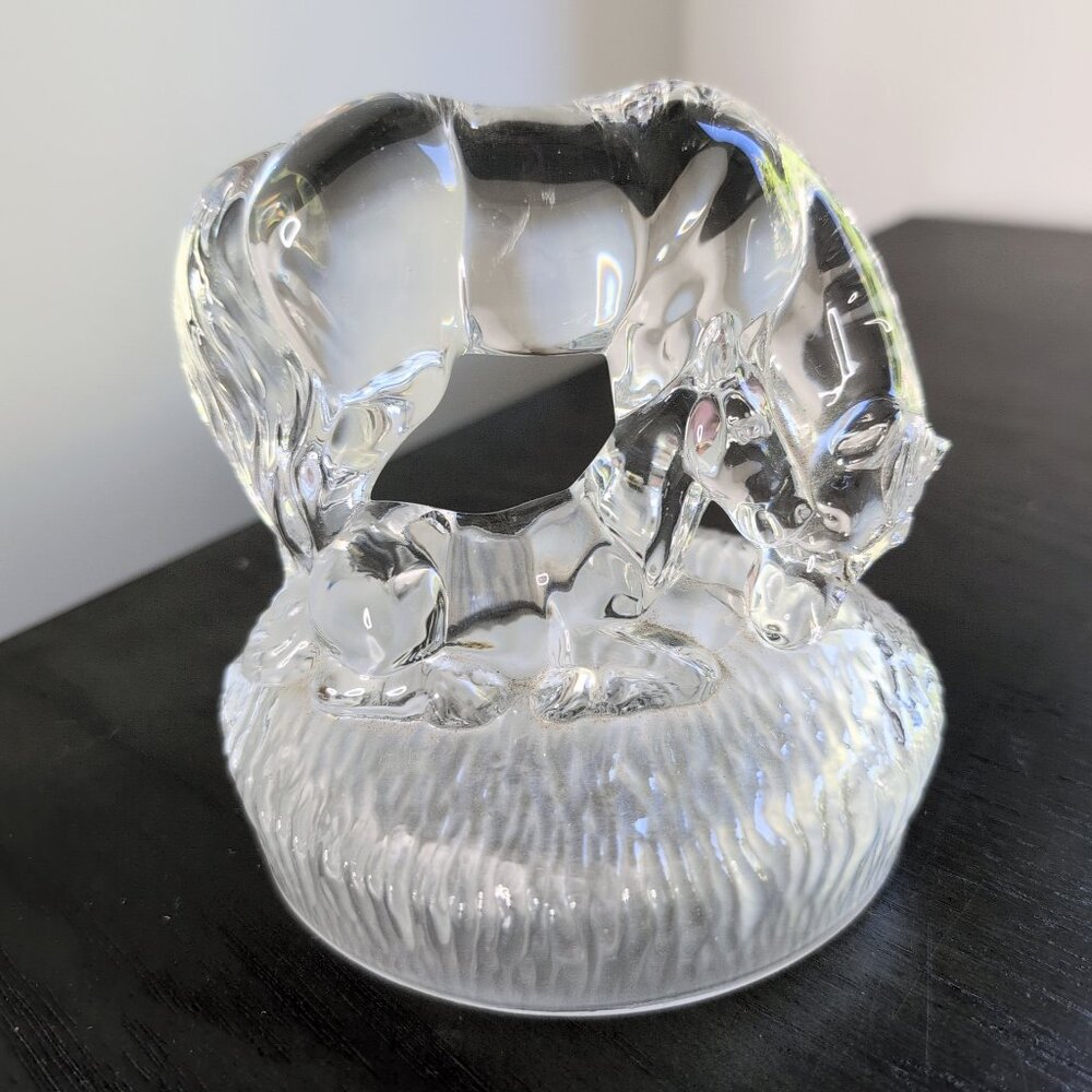 Vintage Heavy Italian RCR Royal Crystal Rock Mare Foal Horse 5" Glass Figurine